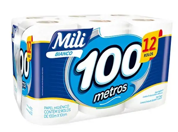 Papel Higiênico Mili Bianco Neutro 100m C/12