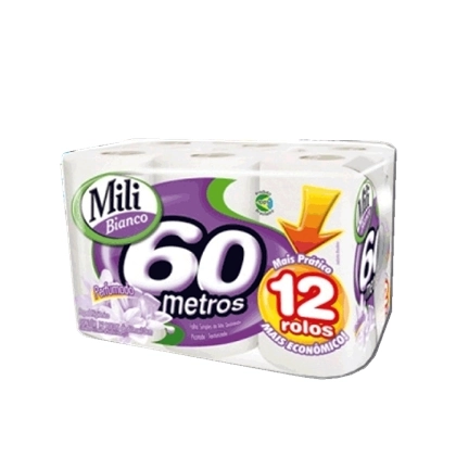 Papel Higiênico Mili Bianco Folha Simples Perfumado 12unidade X 60mt
