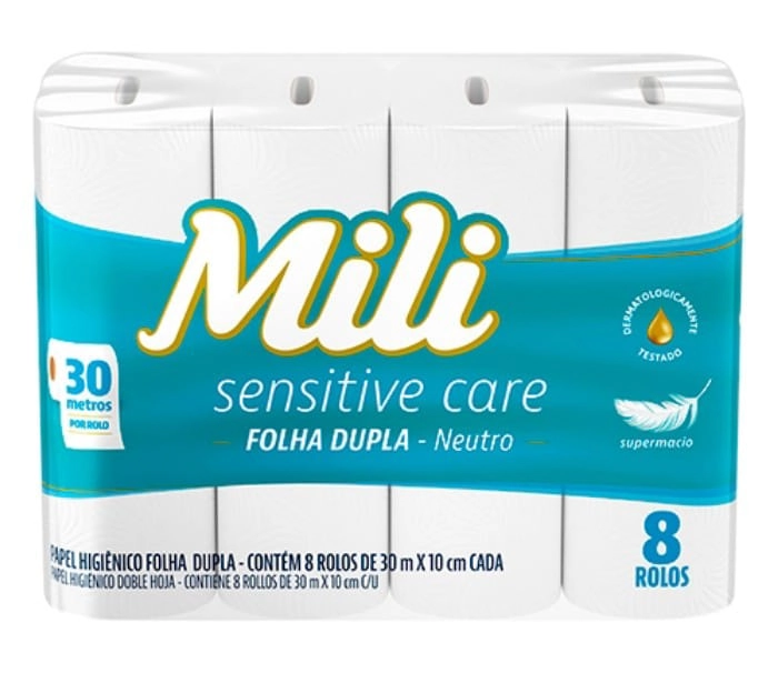 Papel Higienico Mili Folha Dupla Neutro 8x8