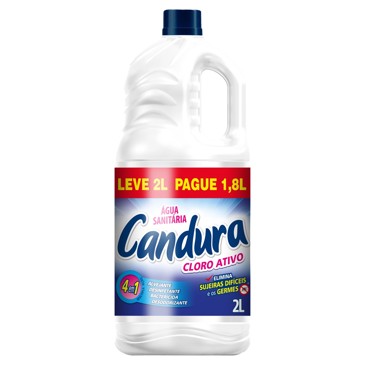 água Sanitária Candura Frasco Leve 2l Pague 1,8l