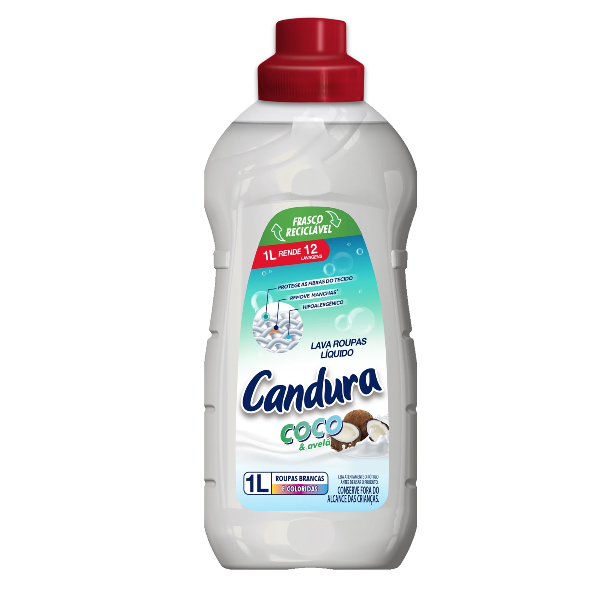 Lava Roupas Líquido Roupas Brancas E Coloridas Coco Avelã Candura Frasco 1l