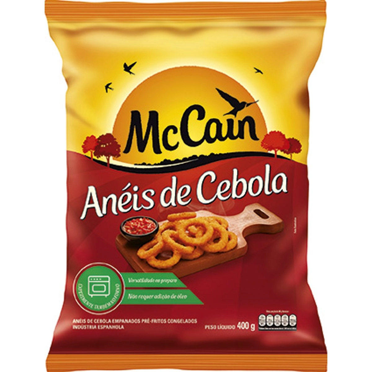 Anéis De Cebola Empanados Pré Fritos Congelados Mccain Pacote 400g