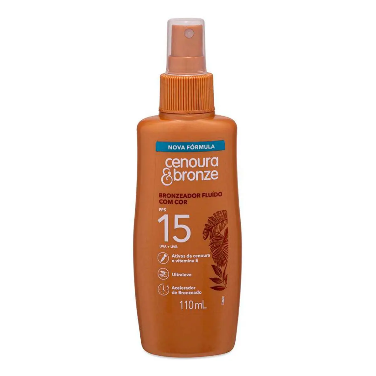 Protetor Solar Fluido Com Cor Spray Fps 15 Cenoura Bronze 110ml