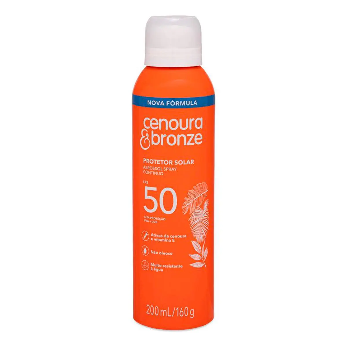 Protetor Solar Fps 50 Aerossol Nova Fórmula Cenoura Bronze 200ml
