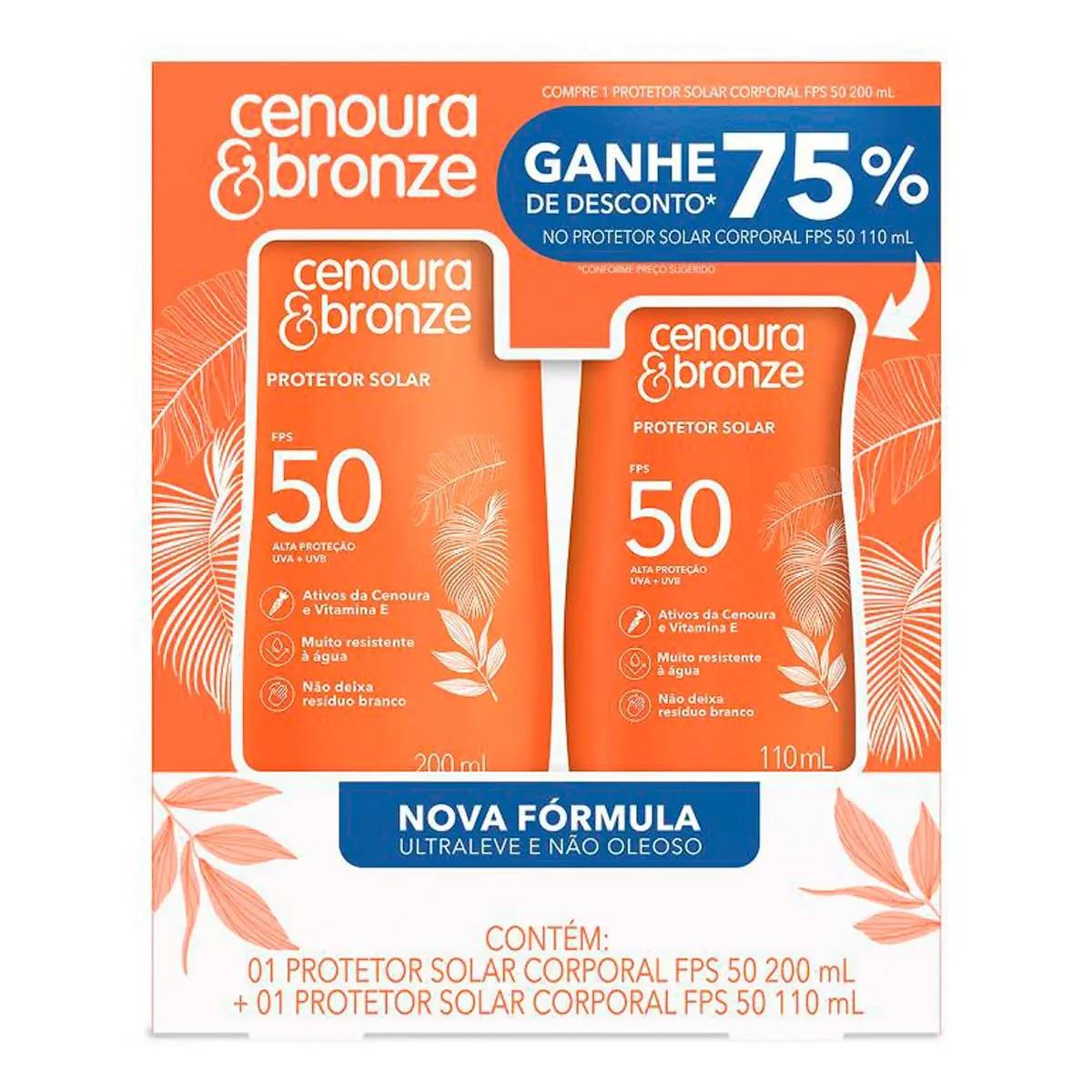 Protetor Solar Fps30 110ml Protetor Solar Facial Fps50 50g Cenoura E Bronze Especial