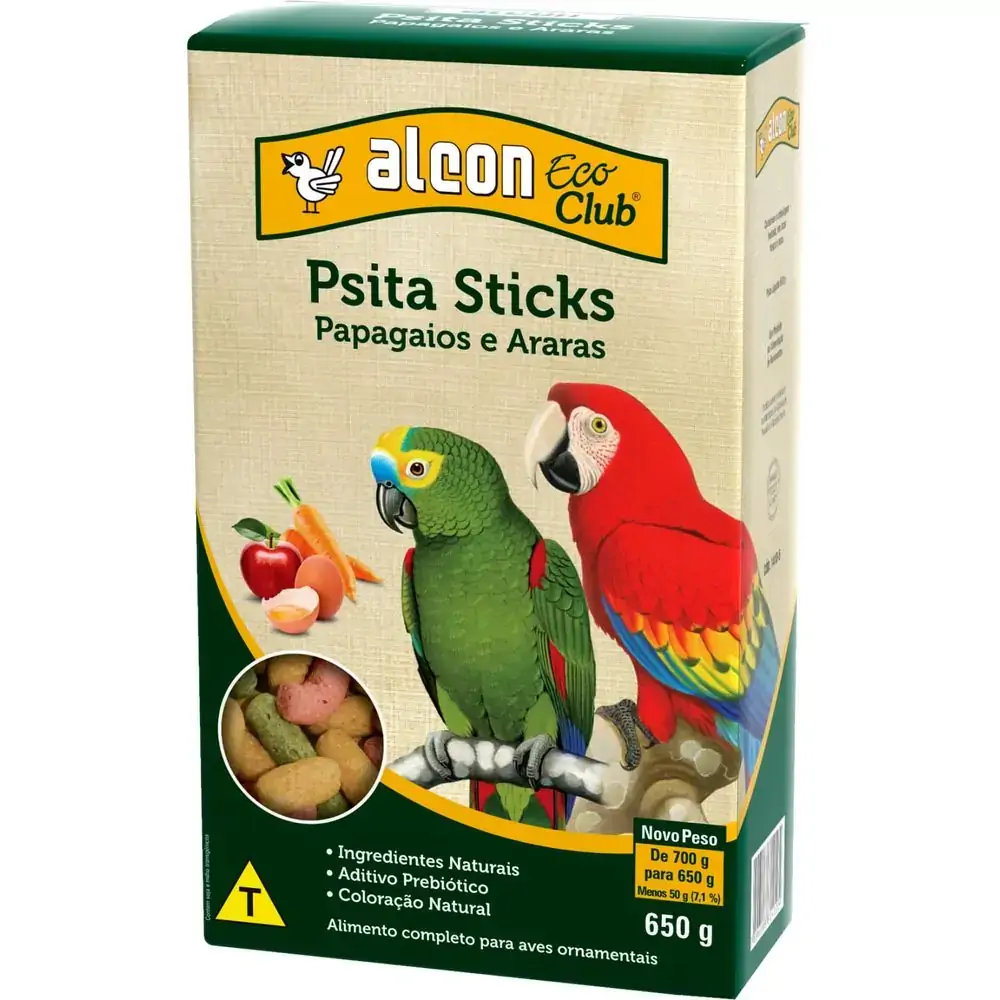 Ração Alcon Eco Club Pássaros Psita Sticks 650g