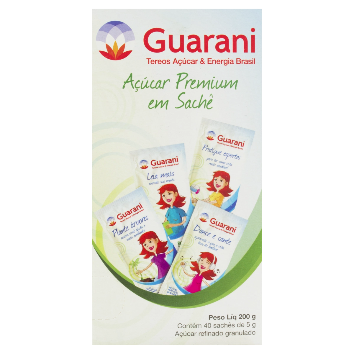 Açúcar Refinado Granulado Premium Guarani Caixa 200g 40 Unidades
