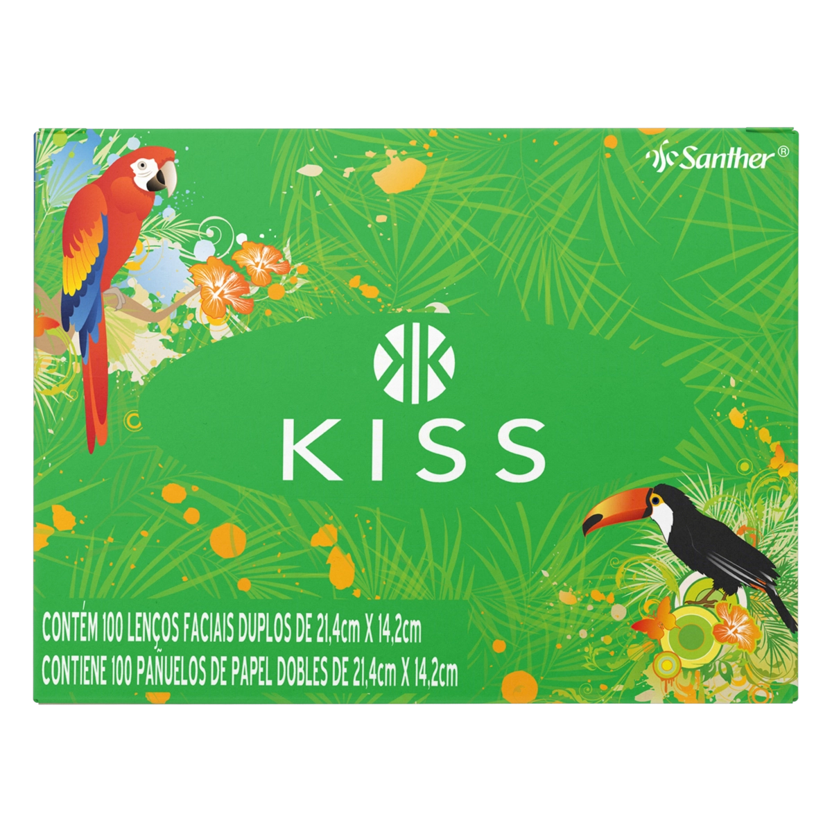 Lenço De Papel Folha Dupla Kiss Caixa 100 Unidades