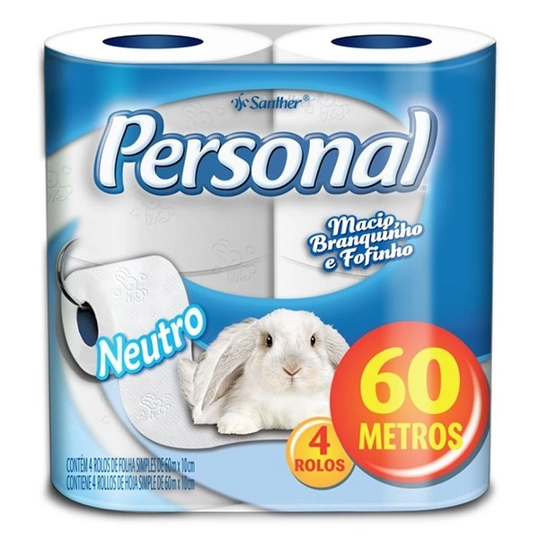 Personal Folha Simples Neutro 60 Metros 4 Unidades