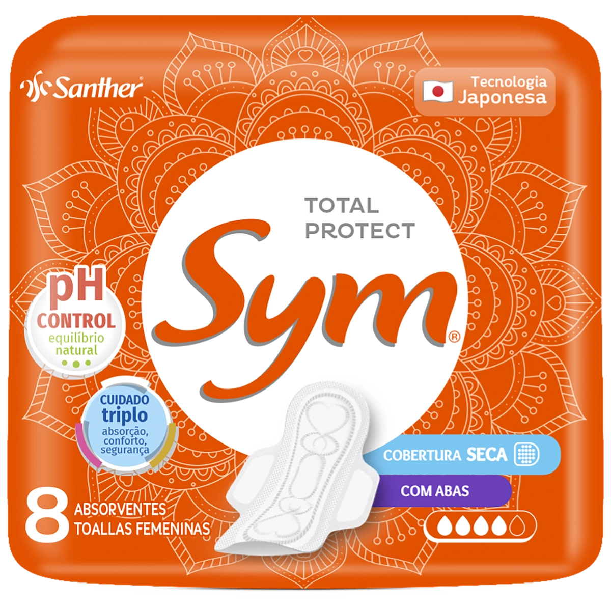 Absorvente.sym C/abas Cobert.microperf.8un