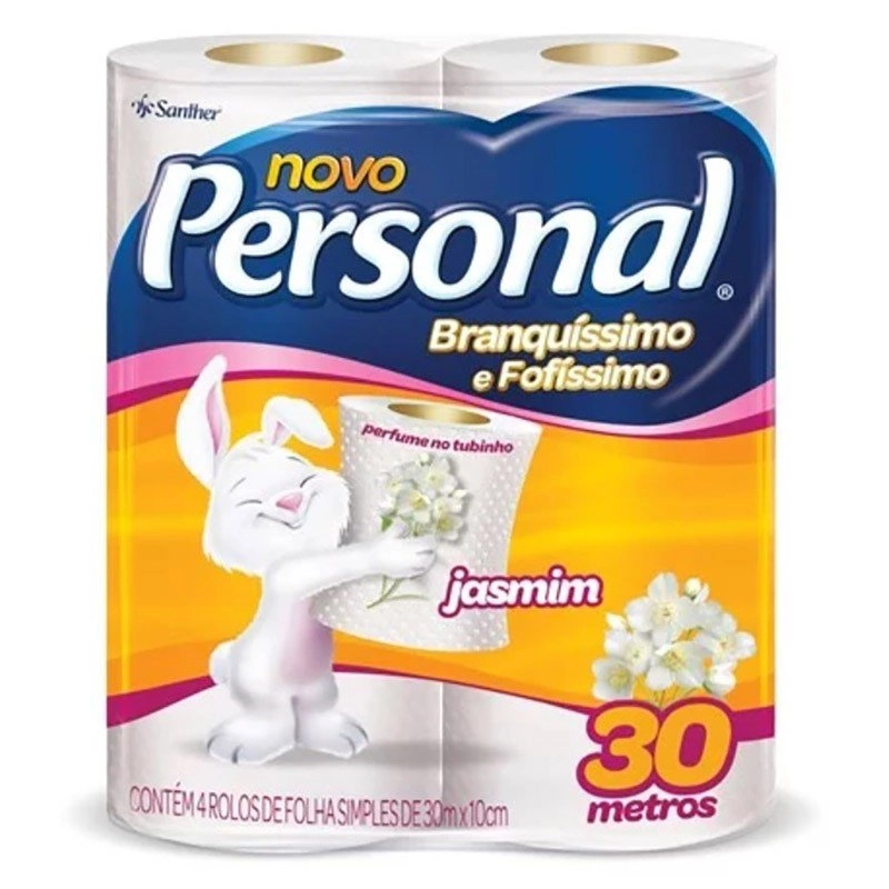 Papel Higiênico Personal Folha Simples Jasmim 4unidade X 30mt