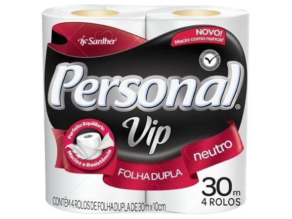 Papel Higiênico Personal Vip Folha Dupla Neutro 4unidade X 30mt