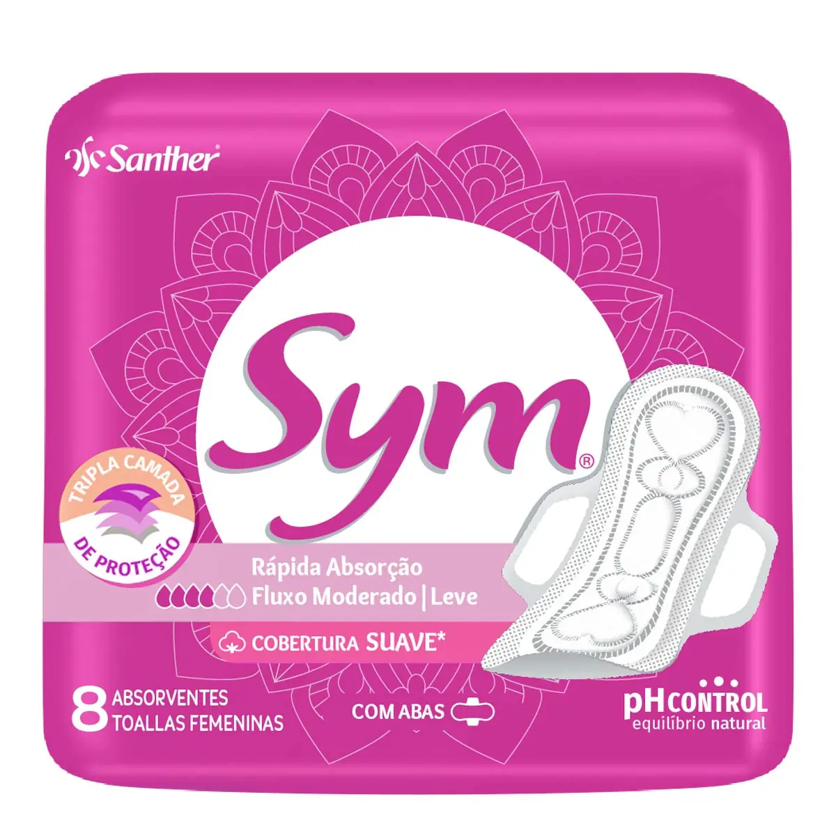 Absorvente com Abas 08 Unidades Sym