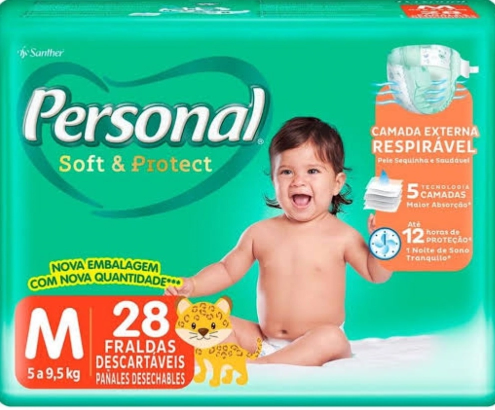 Fralda Descartável Infantil Personal Baby Protect Sec M Pacote 28 Unidades