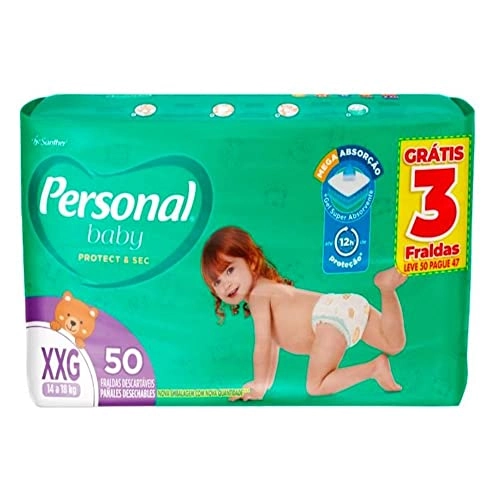 Fralda Descartável Personal Baby Protect Sec Xxg Pacote Leve 50 Pague 47 Unidades