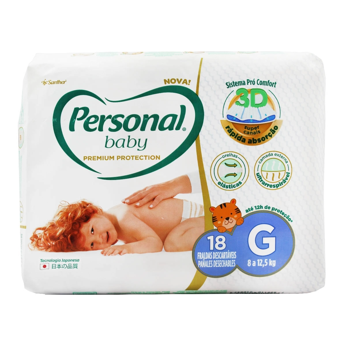 Fralda Descartável Personal Baby Premium Protection G Pacote 18 Unidades