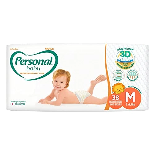 Fralda Descartável Infantil Personal Baby Premium Protection M Pacote 38 Unidades