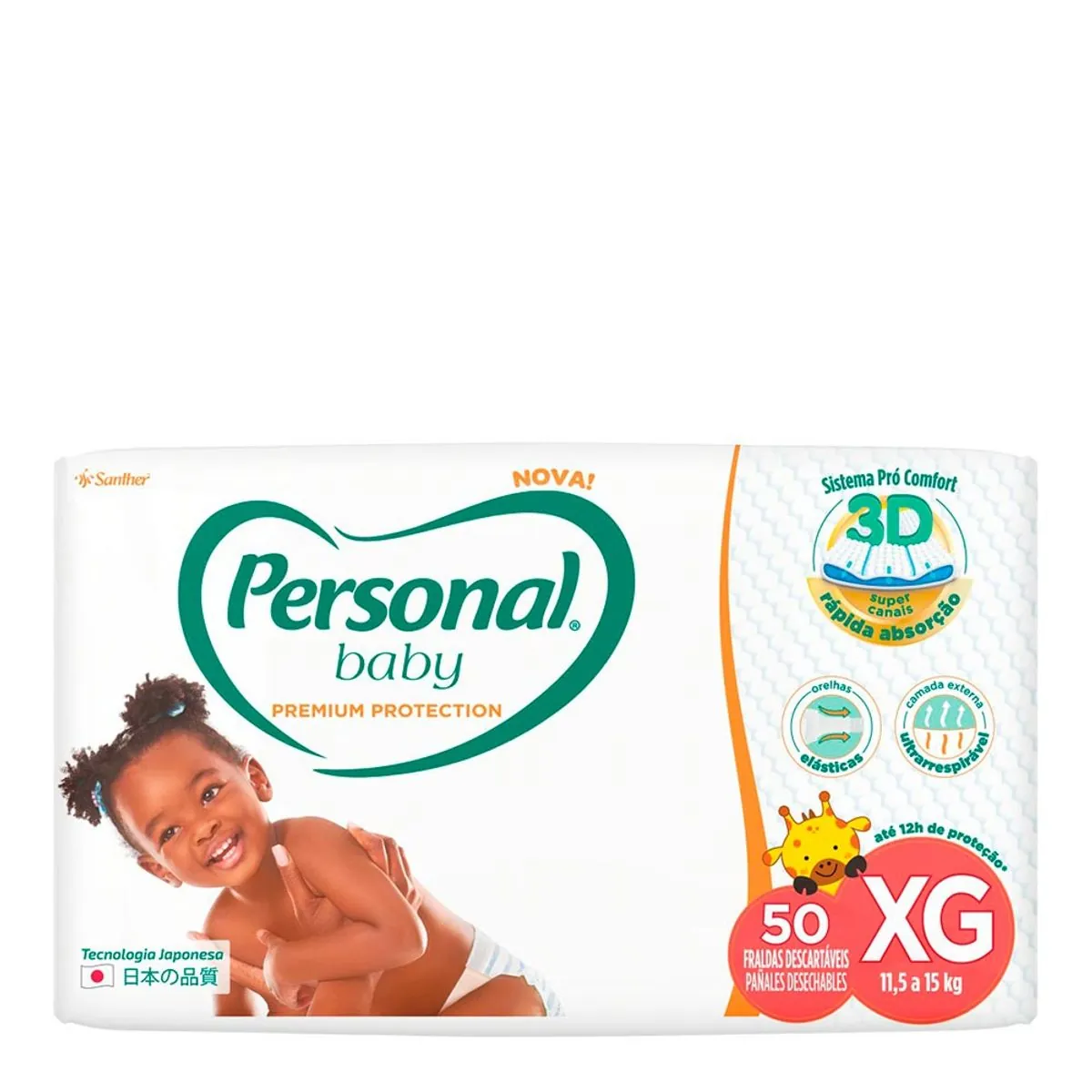 Fralda Descartável Personal Baby Premium Protection Xg Pacote 50 Unidades