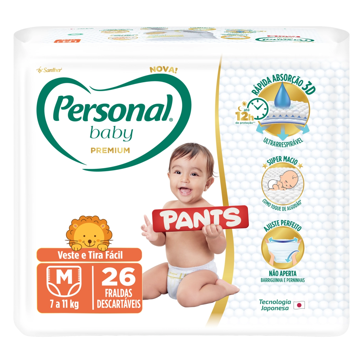 Fralda Descartável Pants Personal Baby Premium M Pacote 26 Unidades