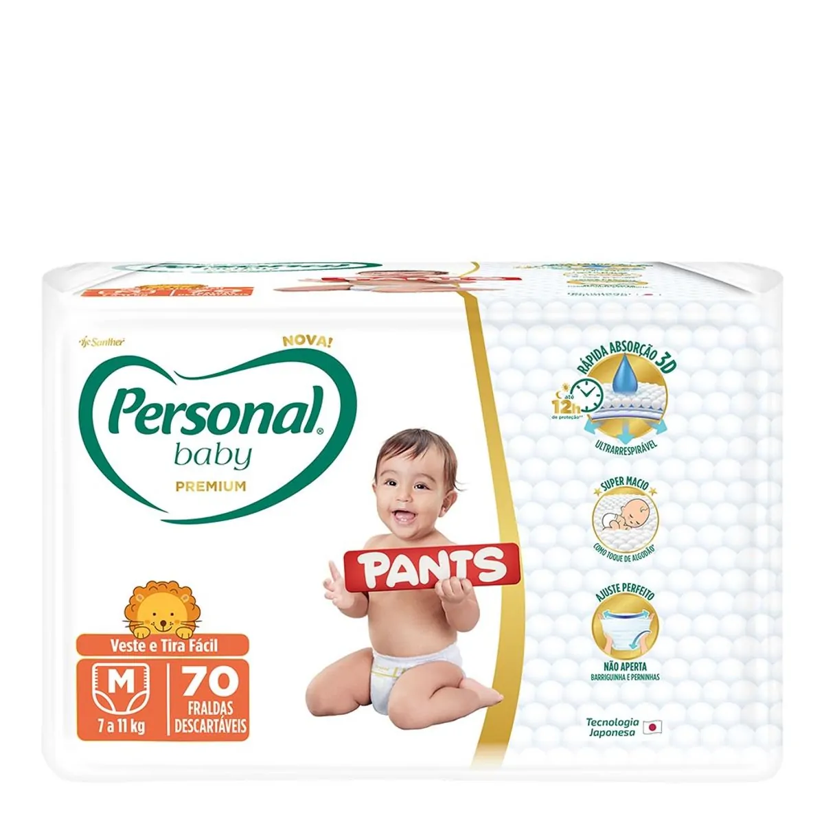 Fralda Descartável Pants Personal Baby Premium M Pacote 70 Unidades
