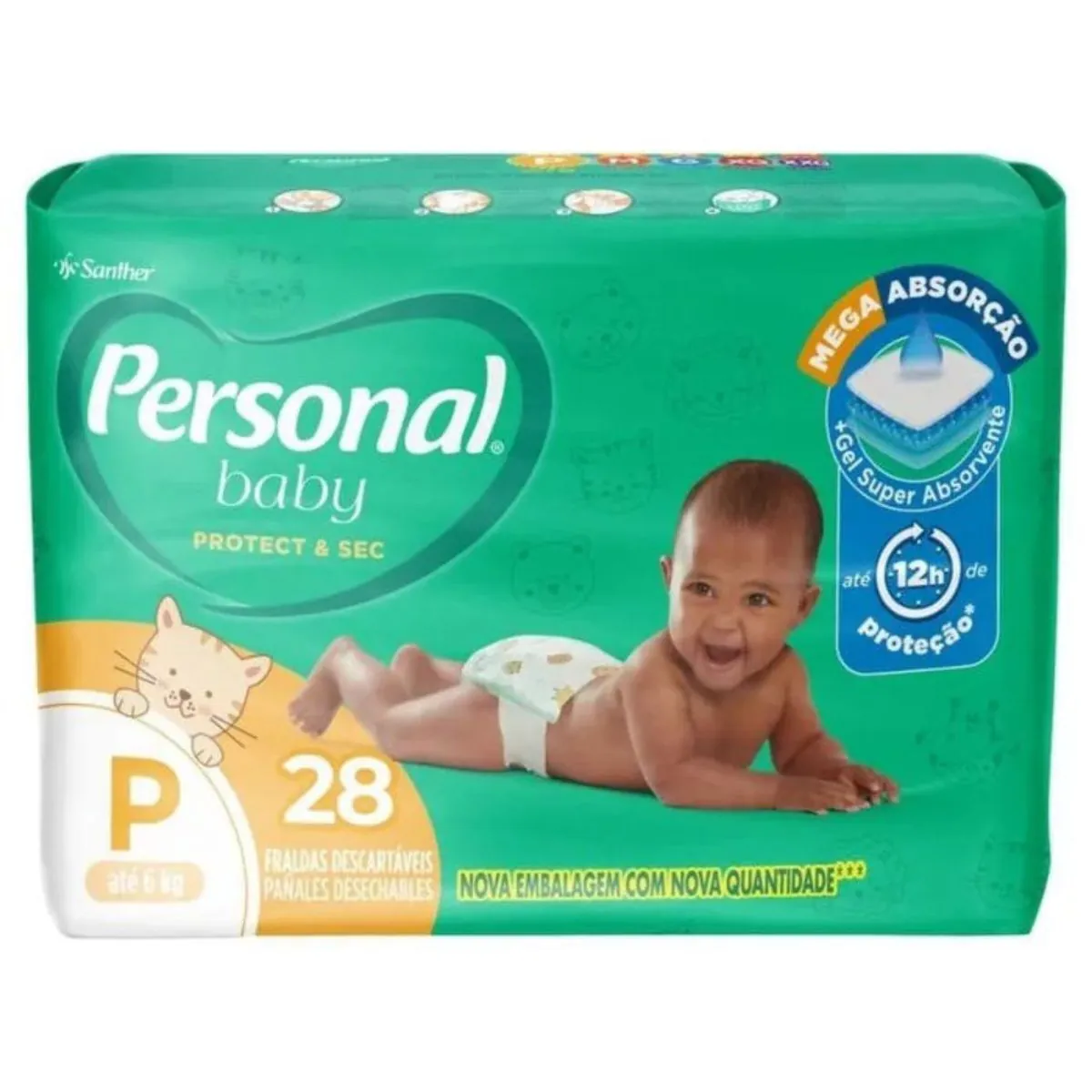 Fralda Descartável Personal Baby Protect Sec P Pacote 28 Unidades