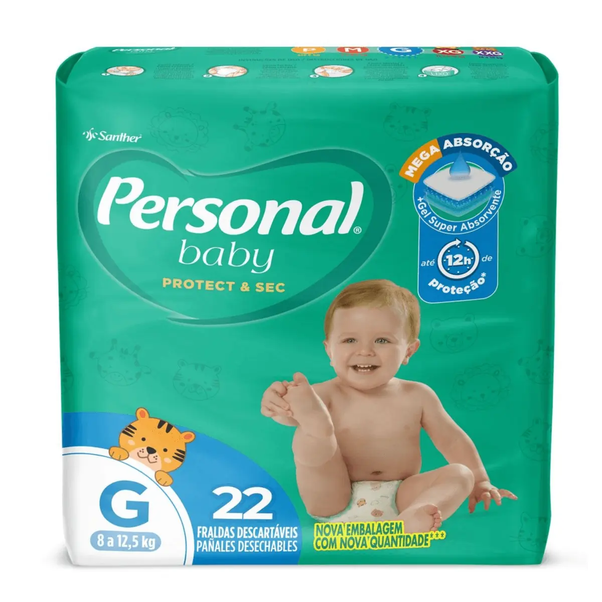 Fralda Descartável Personal Baby Protect Sec G Pacote 22 Unidades