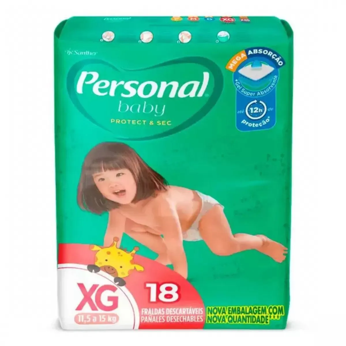 Fralda Descartável Personal Baby Protect Sec Xg Pacote 18 Unidades