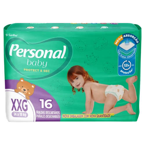 Fralda Descartável Personal Baby Protect Sec Xxg Pacote 16 Unidades
