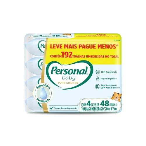 Pack Toalha Umedecida Sem Perfume Personal Baby Pacote 4 Unidades Leve Mais Pague Menos