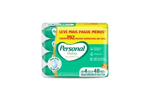 Pack Toalha Umedecida Macia Personal Baby Pacote 4 Unidades Leve Mais Pague Menos