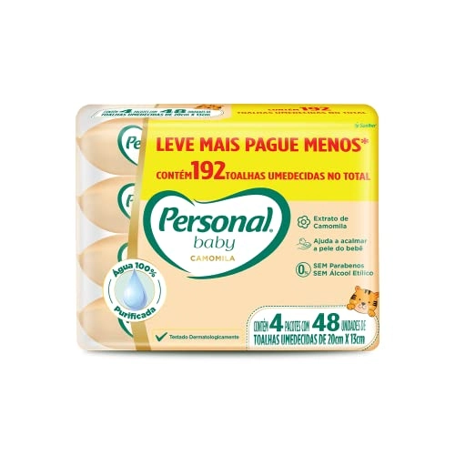 Pack Toalha Umedecida Camomila Personal Baby Pacote 4 Unidades Leve Mais Pague Menos