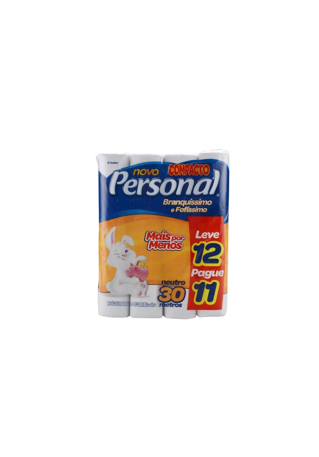 Papel Higiênico Folha Simples Neutro Personal 30m Pacote Leve 12 Pague 11 Unidades