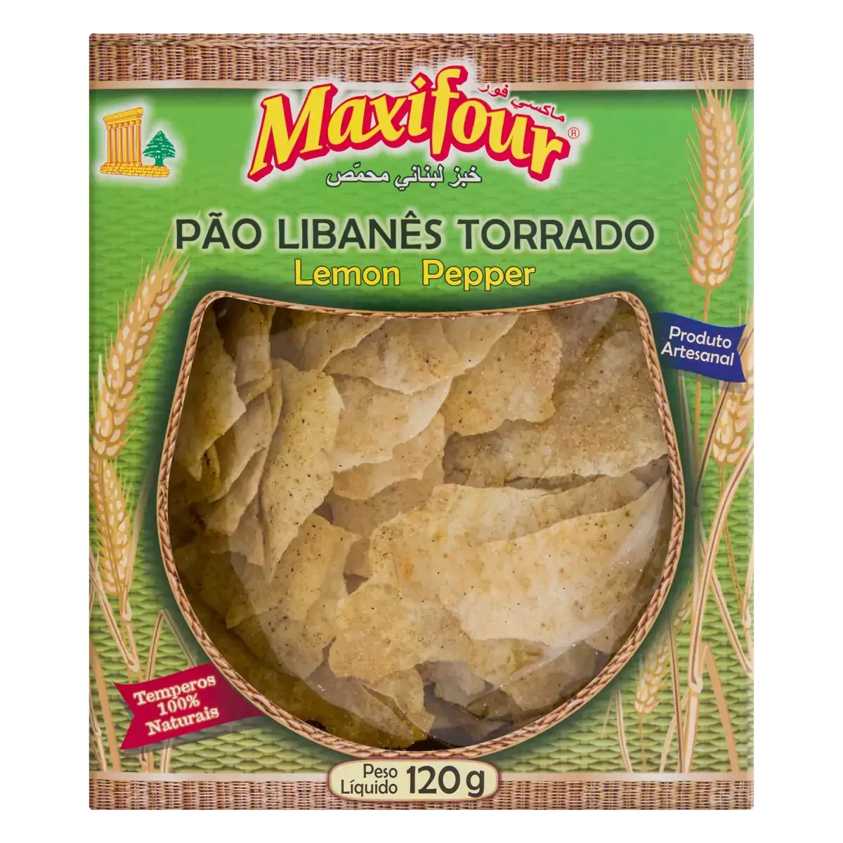 Pão Libanês Torrado Lemon Pepper Maxifour 120g