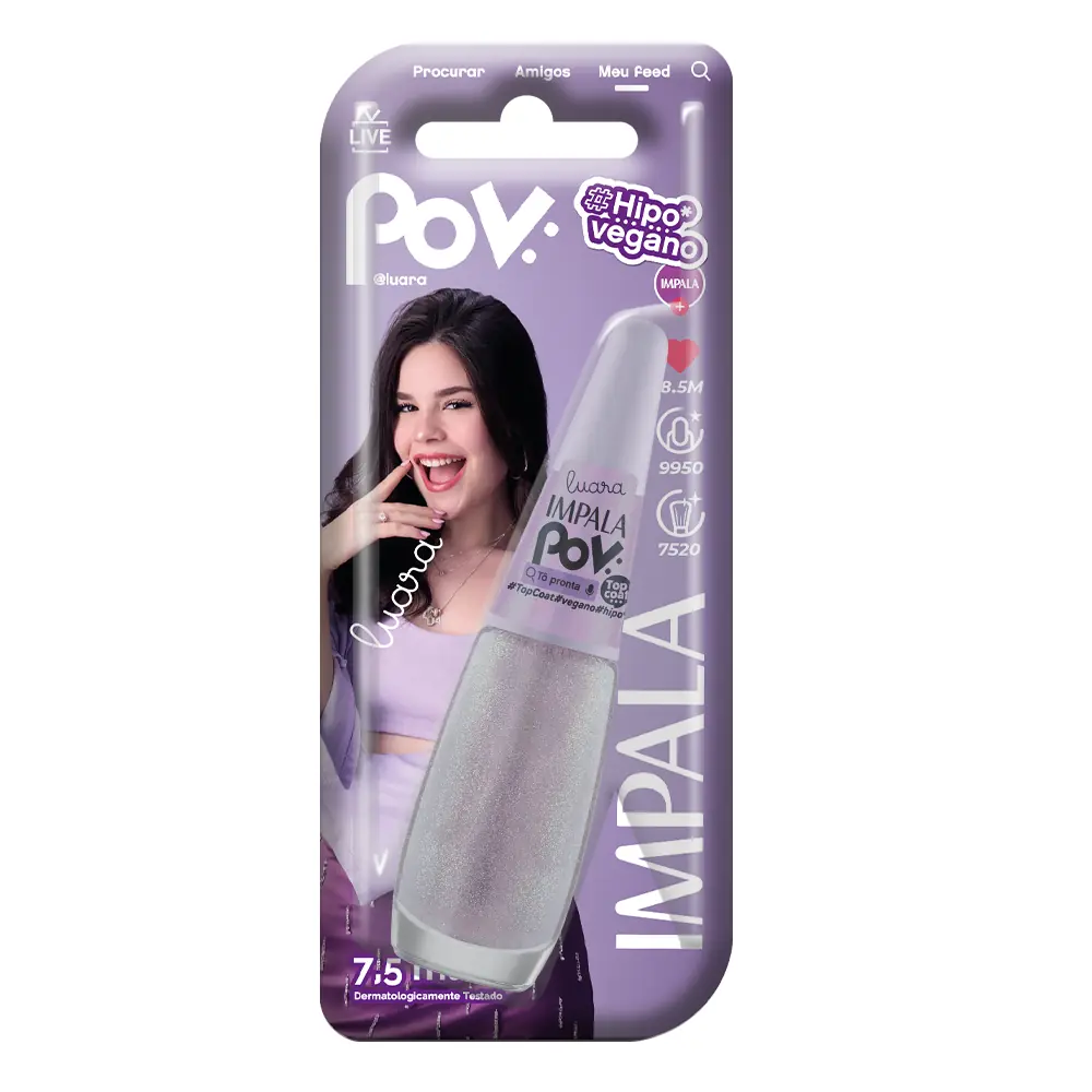 Top Coat Perolado Impala Pov To Pronta C/ Glitter Blister