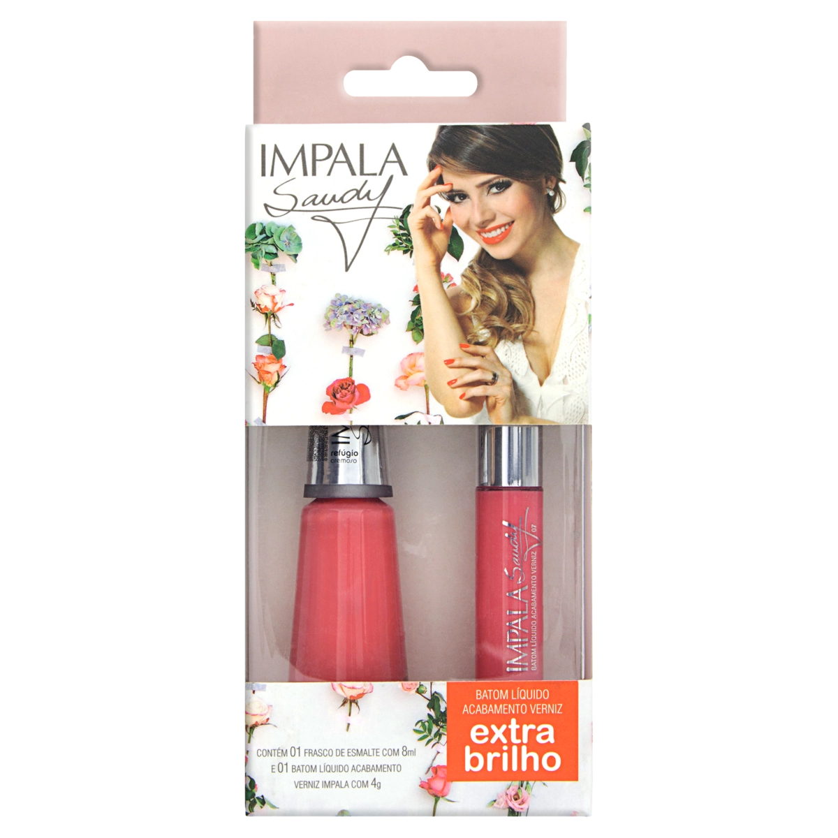 Kit Esmalte Cremoso Refúgio 8ml Batom Extra Brilho 07 4g Impala Sandy