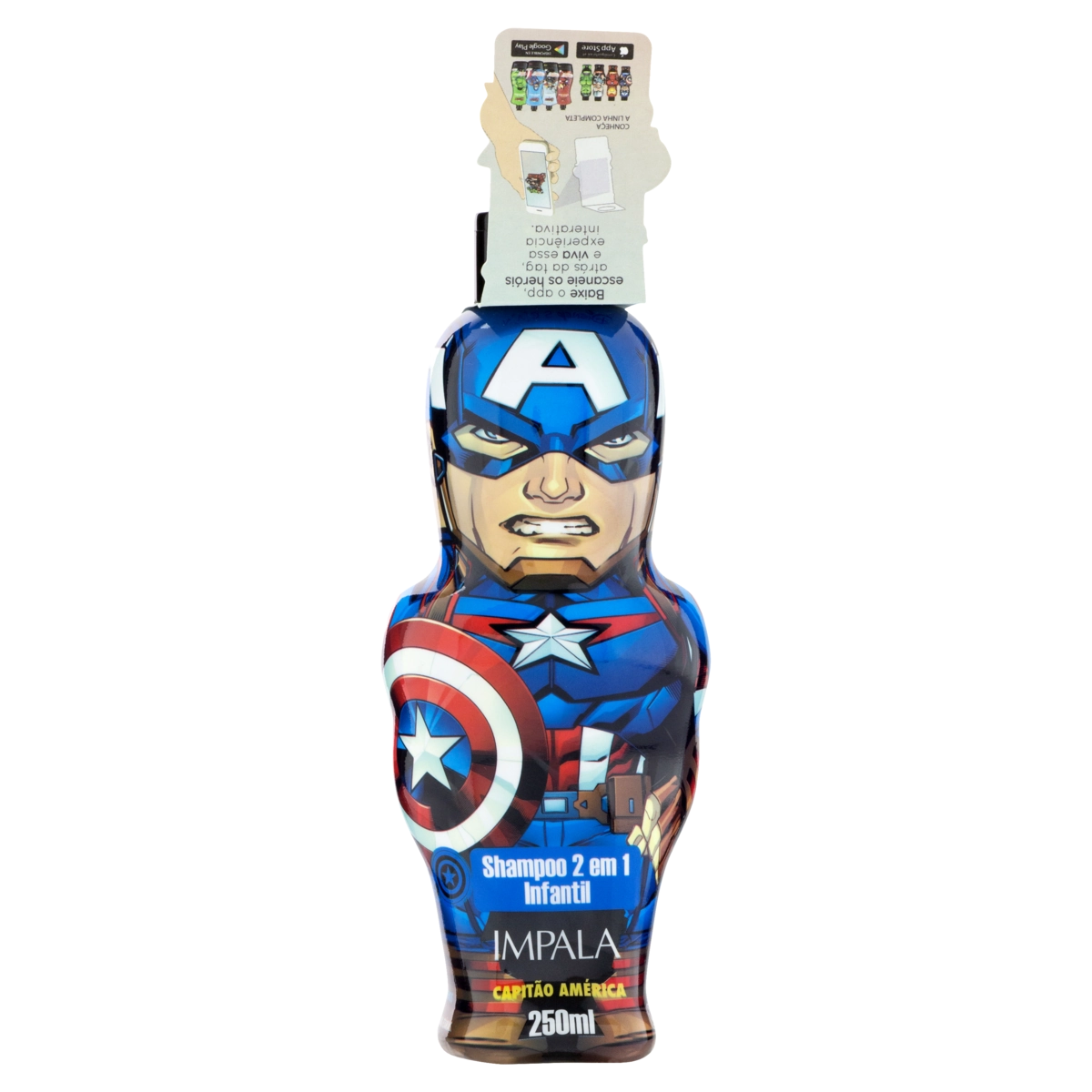 Shampoo Infantil 2 Em 1 Capitão América Impala Frasco 250ml