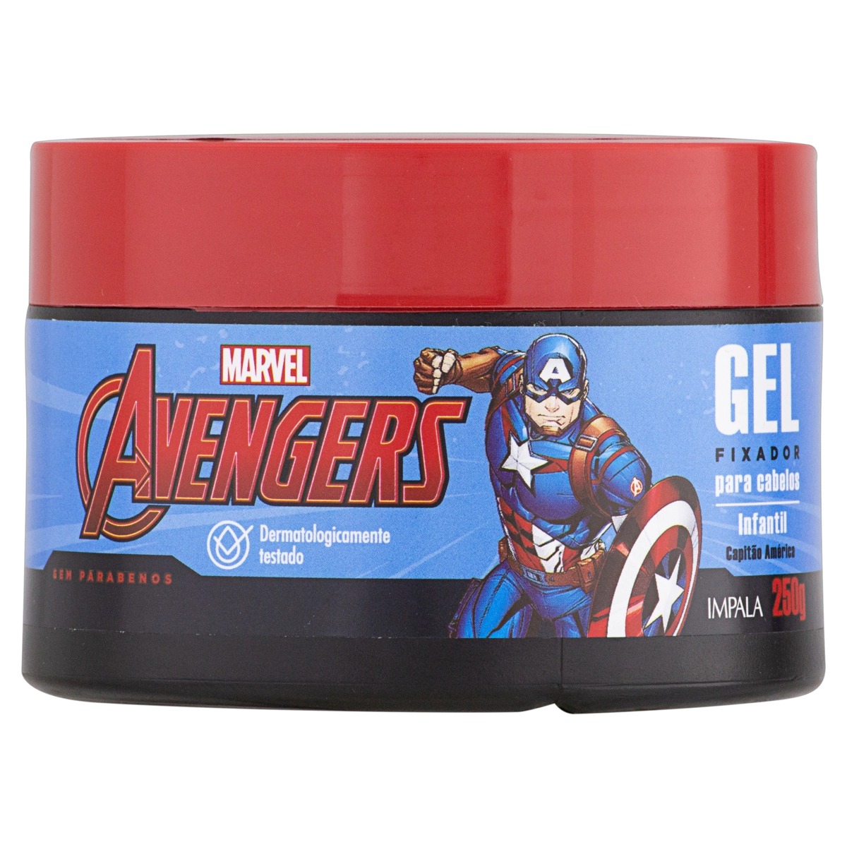 Gel Fixador Infantil Avengers Capitão América Impala Pote 250g