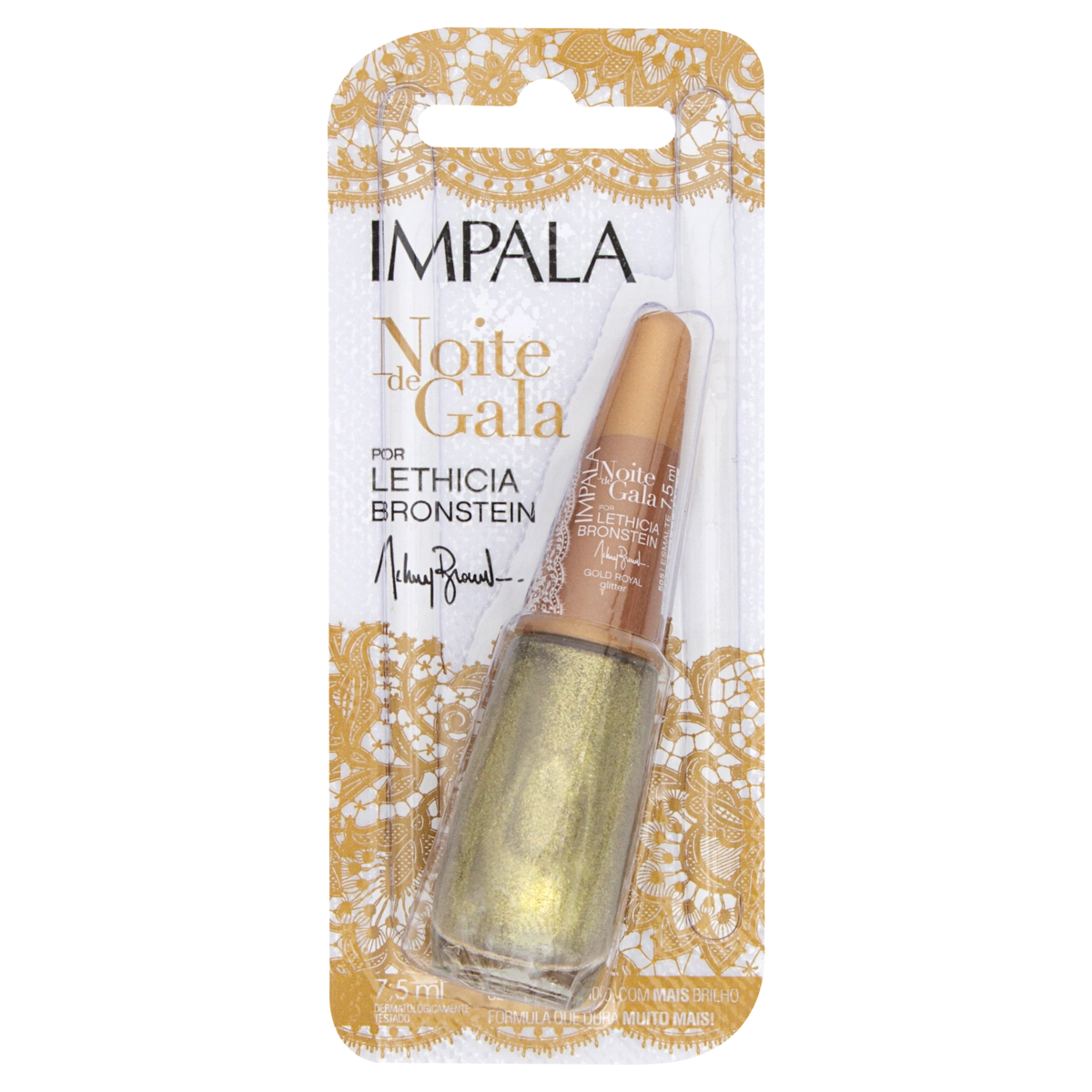 Esmalte Glitter Gold Royal Impala Noite De Gala Blister 7,5ml
