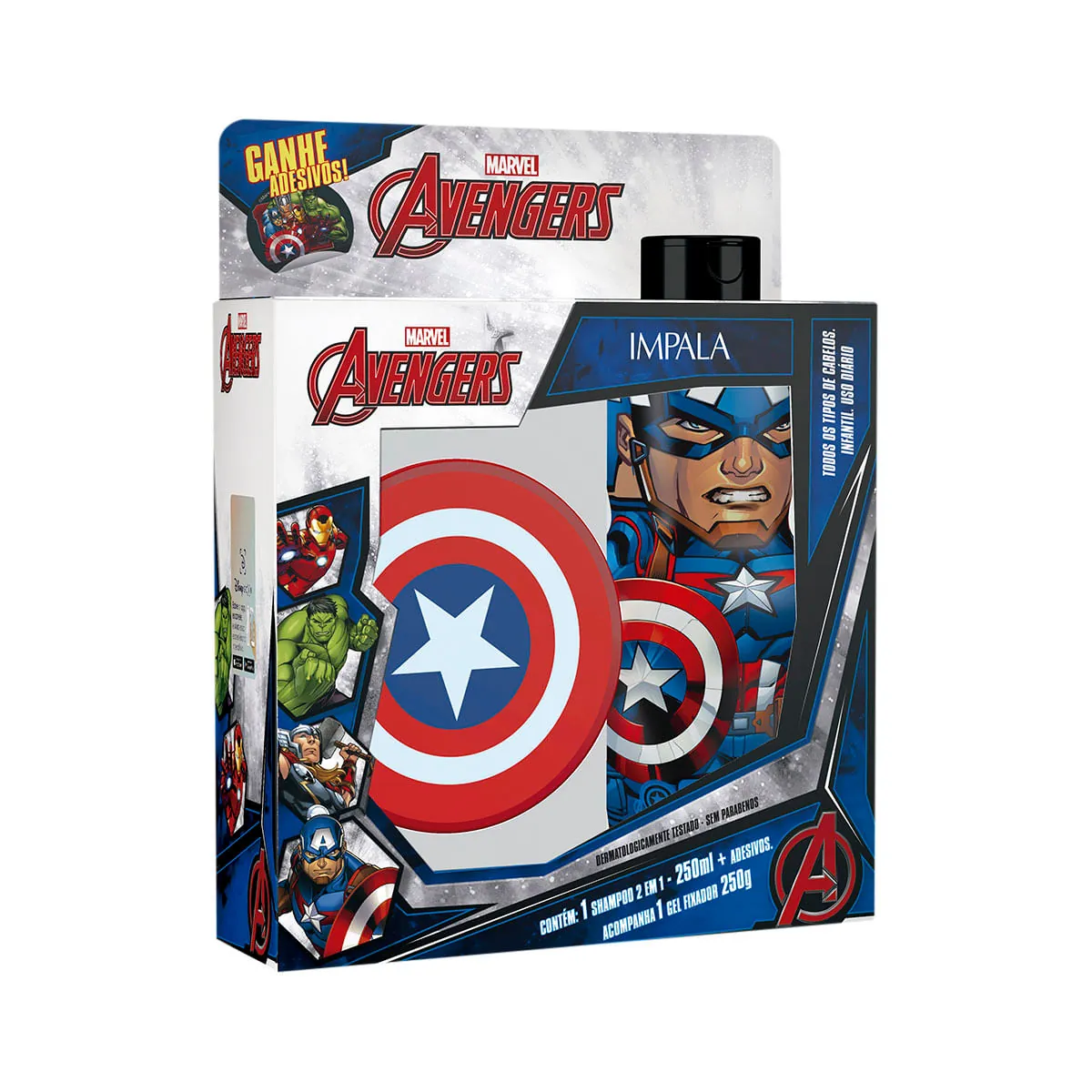Kit Shampoo e Gel Infantil CAPITÃO AMERICA 250ML e 250G
