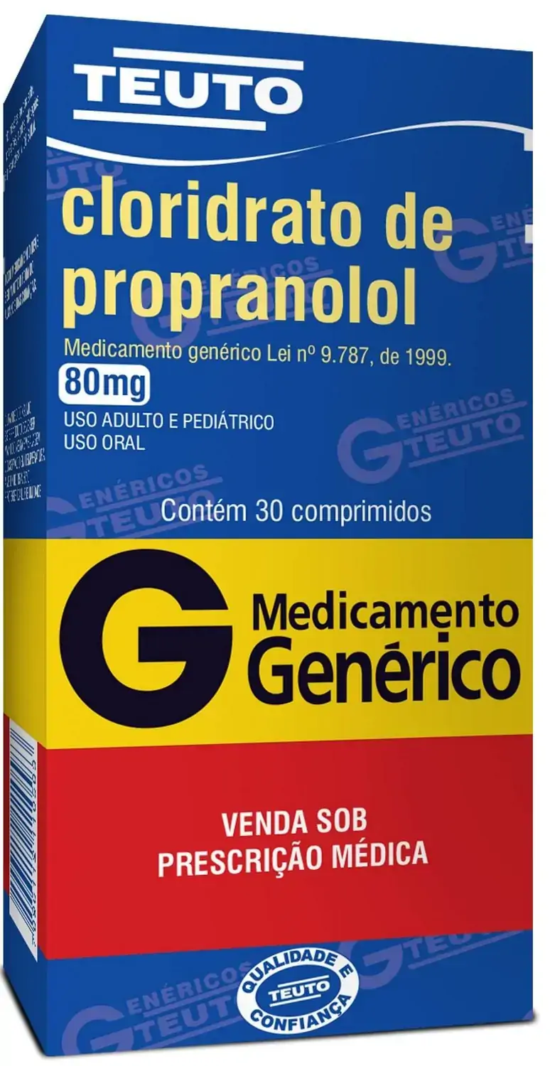 Cloridrato De Propranolol 80 Mg 30 Comprimidos Teuto Genérico