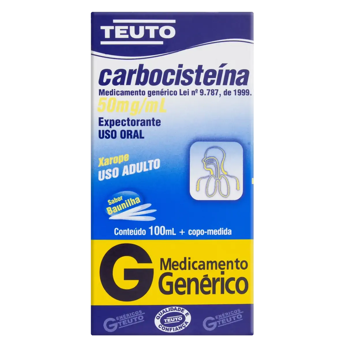Carbocisteína 50mg/ml Baunilha Teuto Caixa 100ml Copo Medida