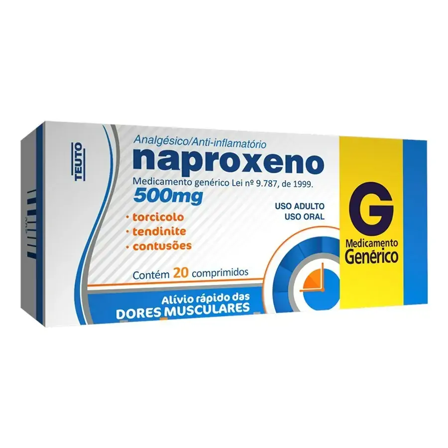 Naproxeno 500mg Teuto Caixa 20 Comprimidos
