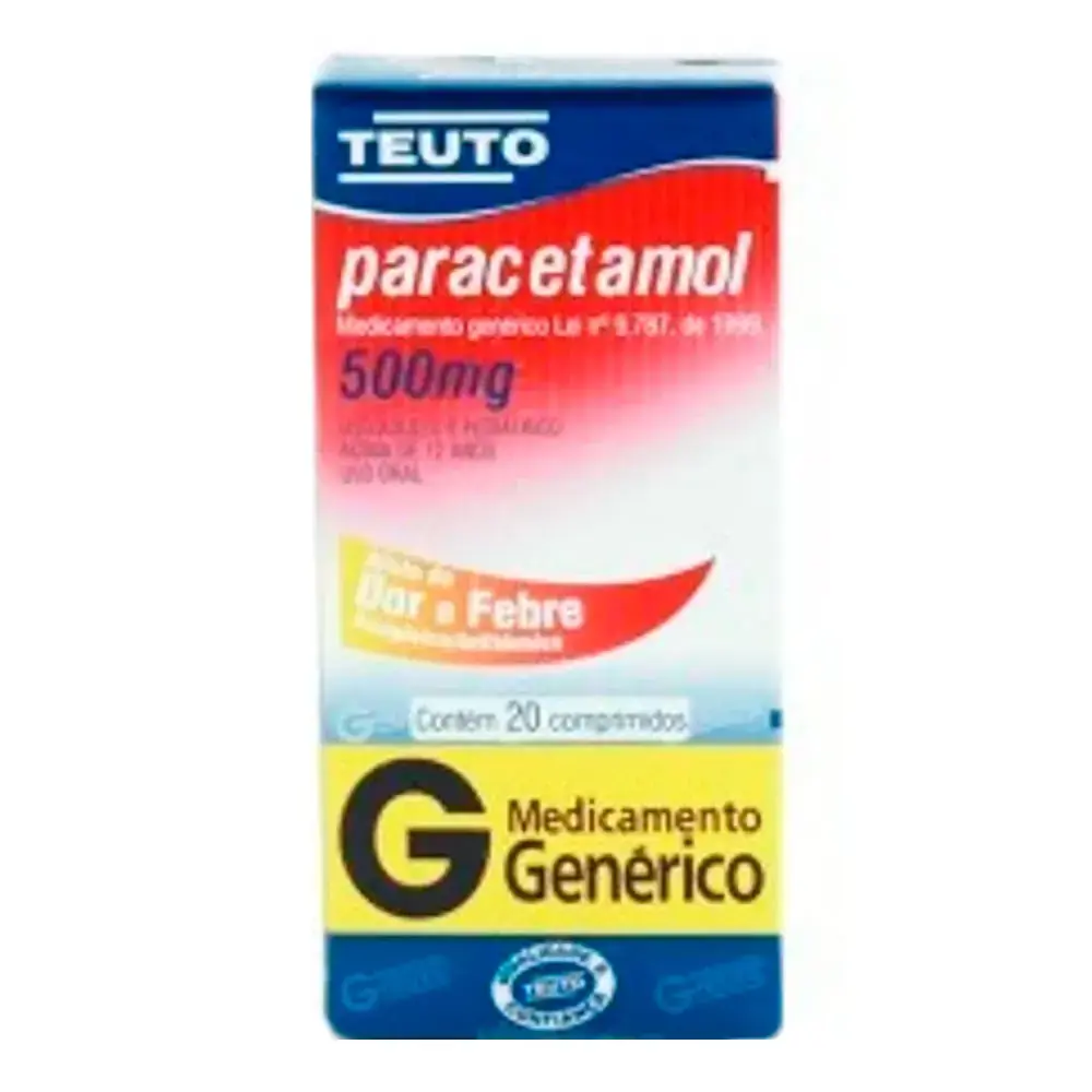 Paracetamol 500mg Teuto Caixa 20 Comprimidos
