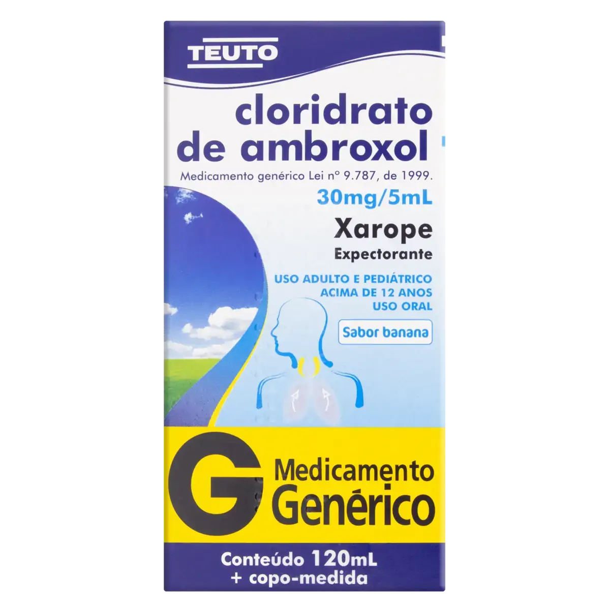 Xarope Cloridrato De Ambroxol 30mg/5ml Banana Teuto Caixa 120ml Copo Medida