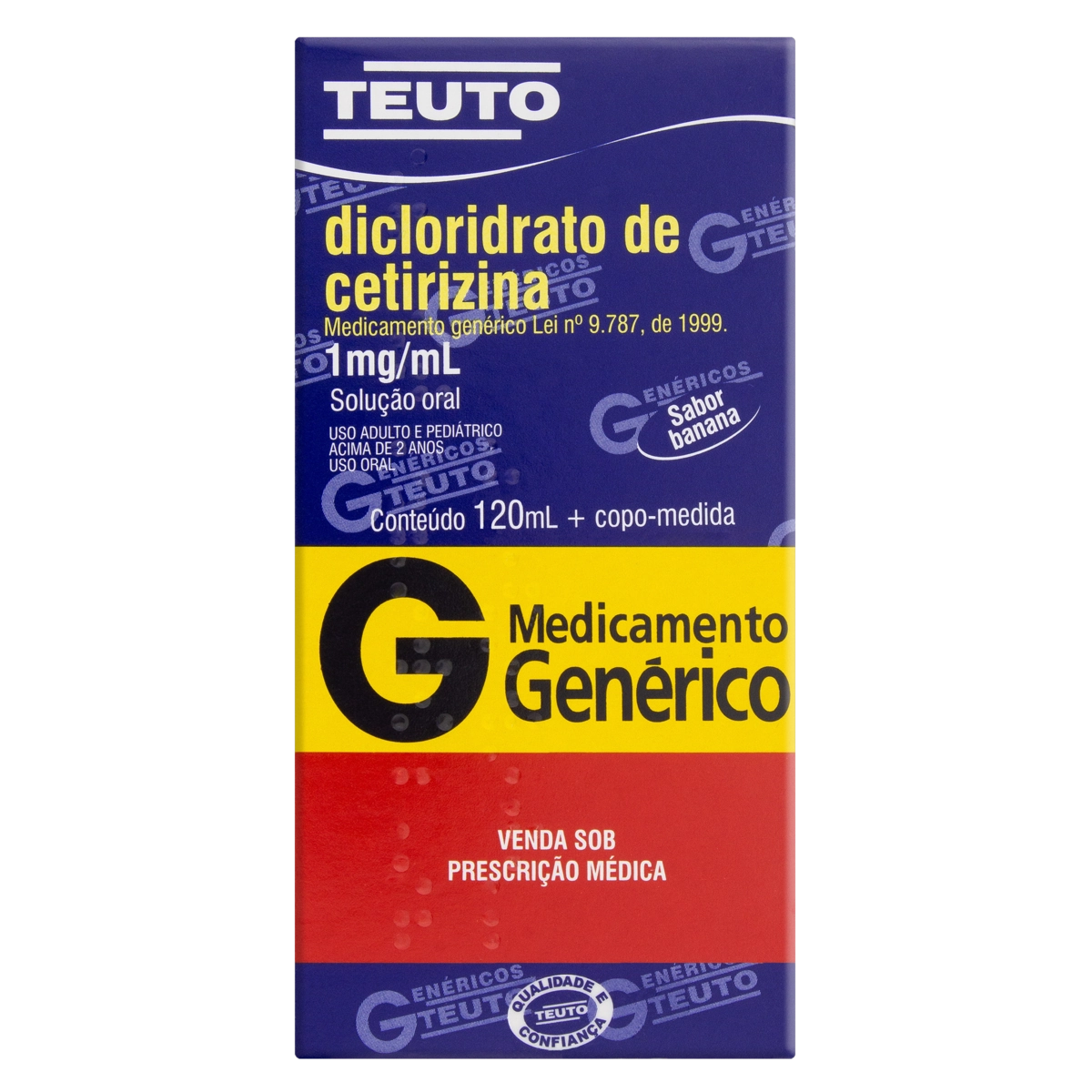 Dicloridrato De Cetirizina 1mg/ml Banana Teuto Caixa 120ml Copo Medida