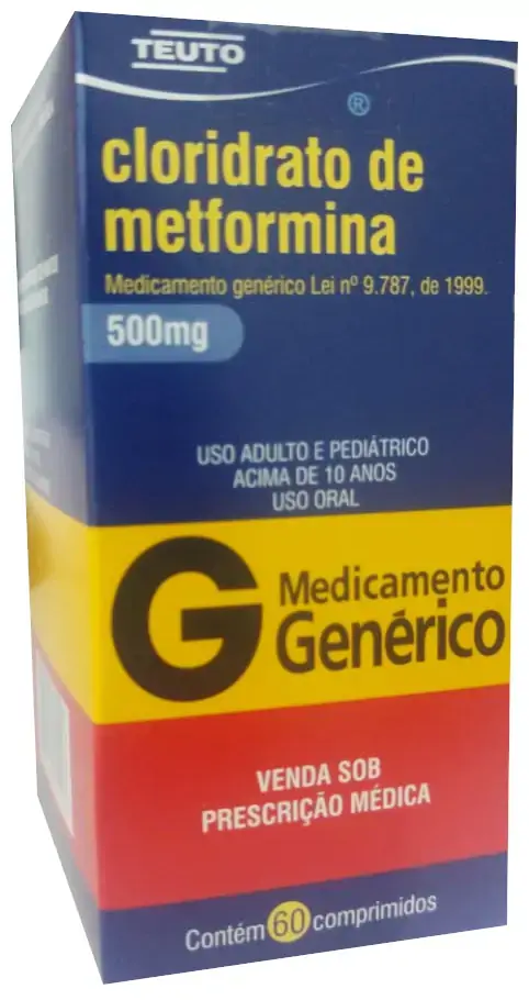 Cloridrato De Metformina 500 Mg 60 Comprimidos Teuto Genérico