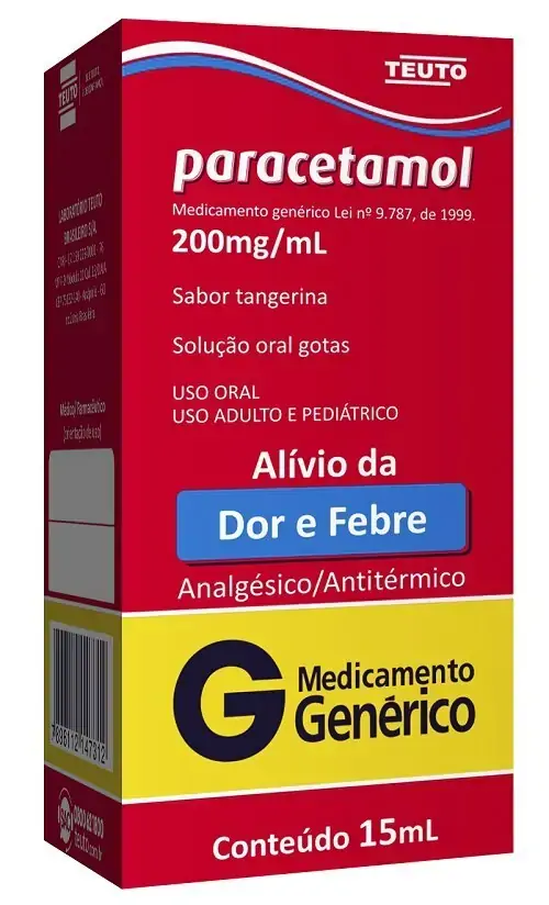 Paracetamol 200mg/ml Tangerina Teuto Caixa 15ml Gotas