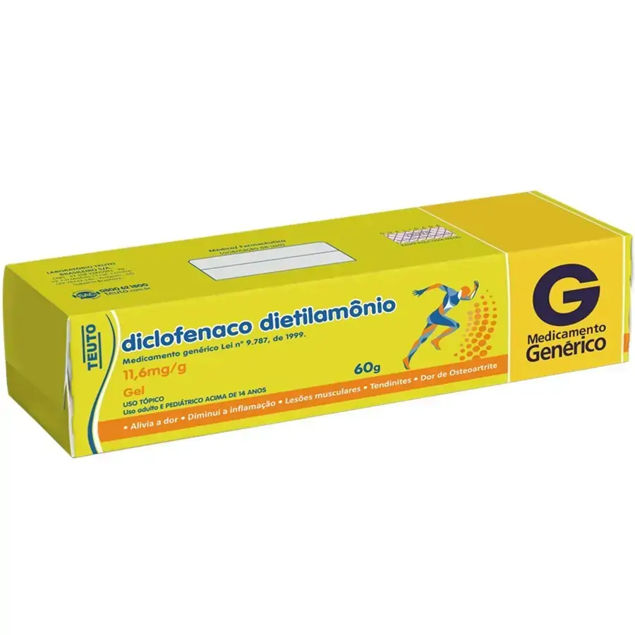 Diclofenaco Dietilamônio 11,6mg/g Teuto Caixa 60g