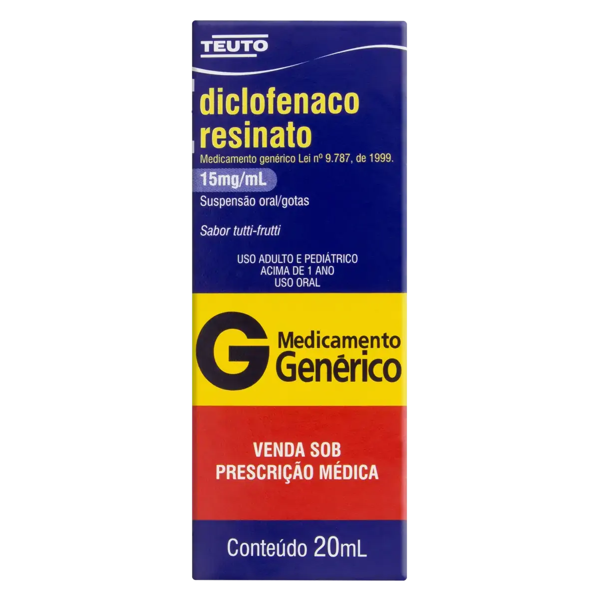 Diclofenaco Resinato 15mg/ml Tutti Frutti Teuto Caixa 20ml Gotas