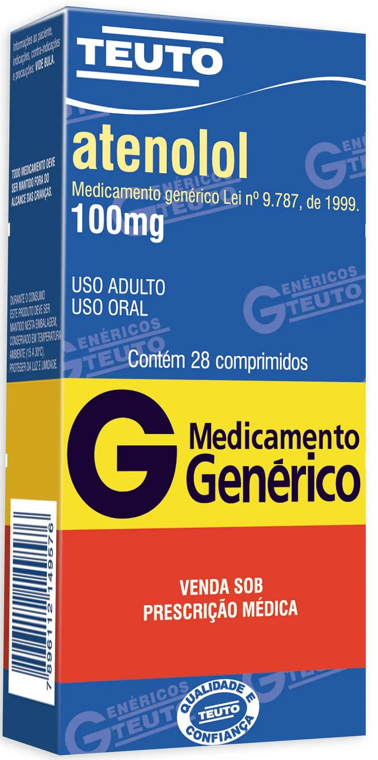 Atenolol 100 Mg 28 Comprimidos Teuto Genérico
